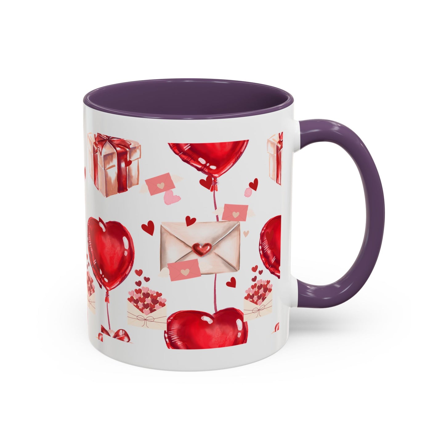 Valentine Heart Balloons & Love Letters Accent Coffee Mug