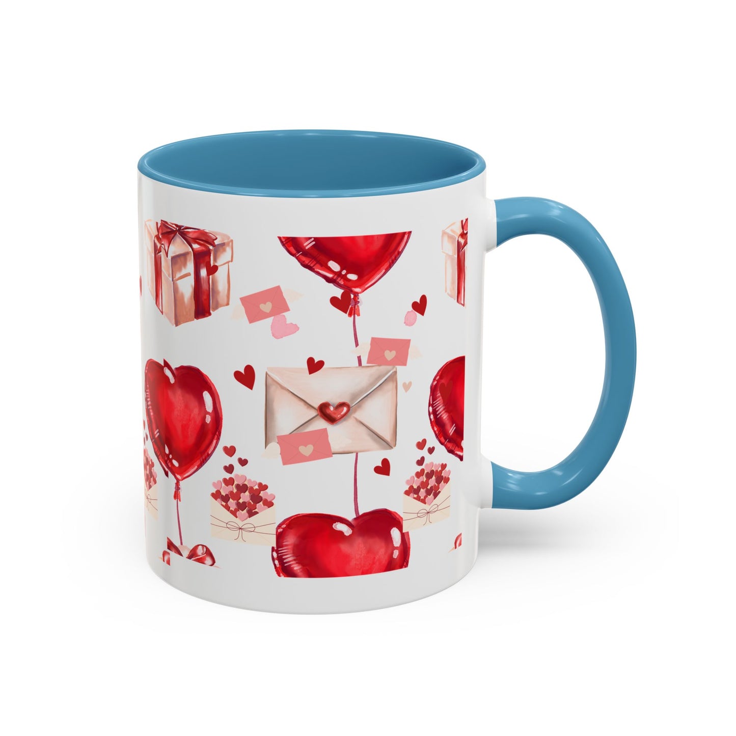 Valentine Heart Balloons & Love Letters Accent Coffee Mug