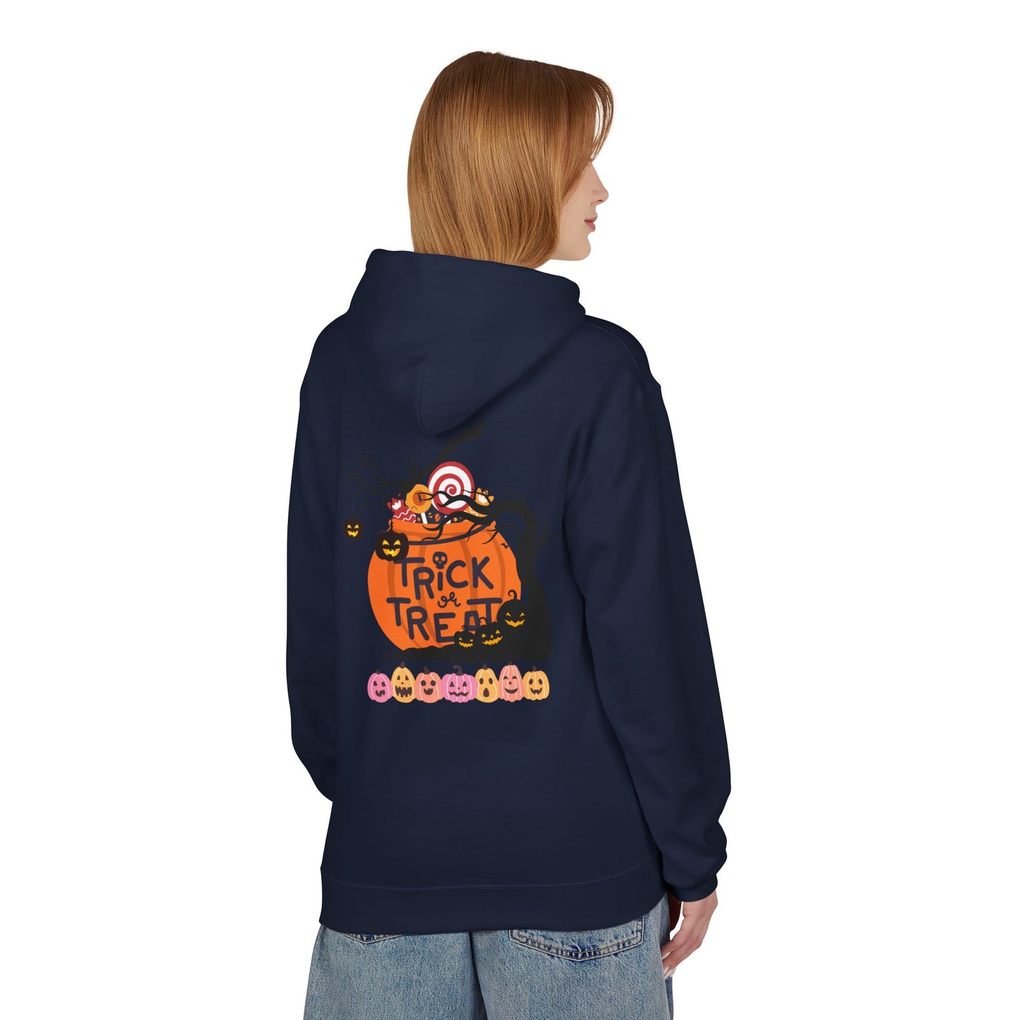 Halloween Fleece Hoodie, Cozy Trick or Treat Sweater, Unisex Fall Apparel, Spooky Season Gift, Festive Celebration Wear