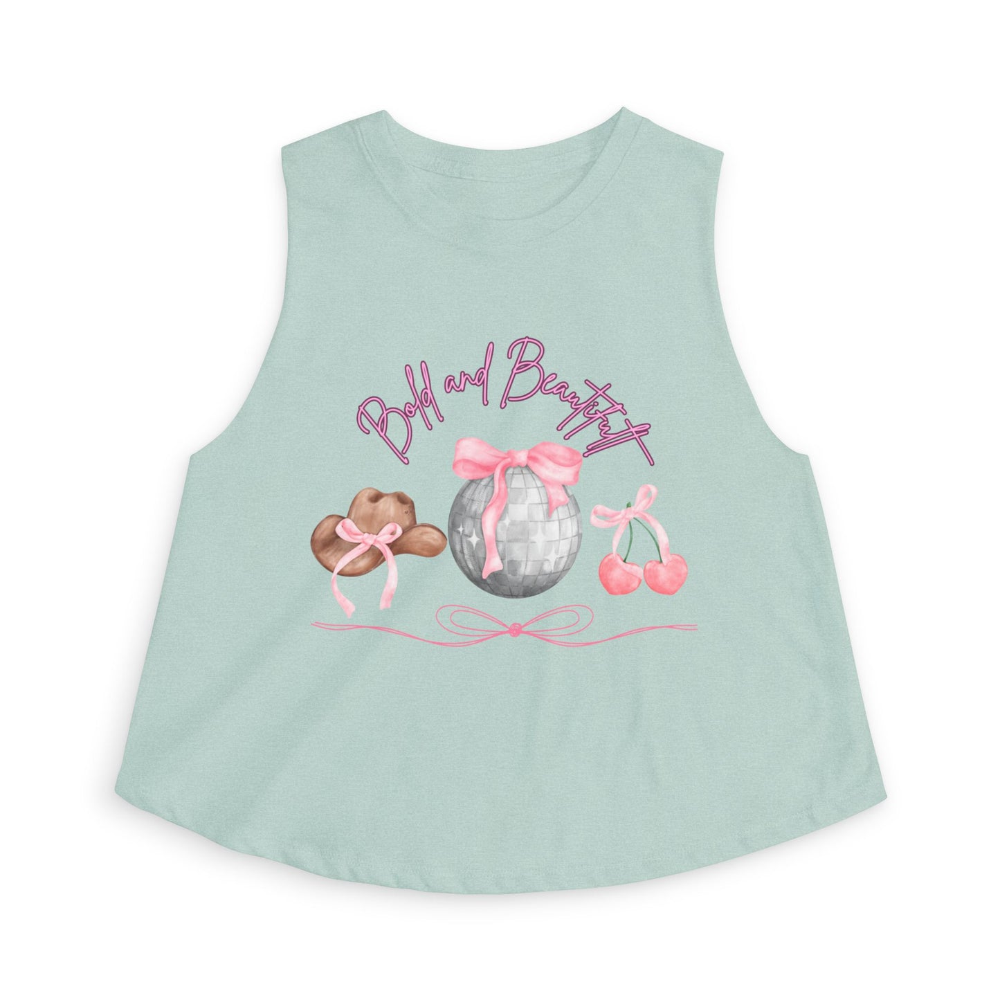 Crop Top — Pink Bakery Sweets Graphic (Bon Bon, Macaron, Cherries)