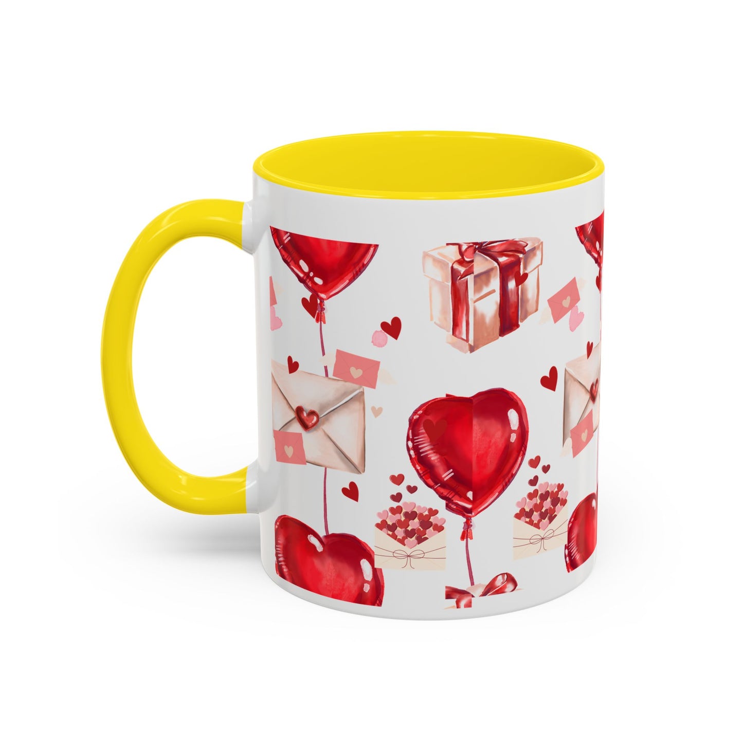 Valentine Heart Balloons & Love Letters Accent Coffee Mug