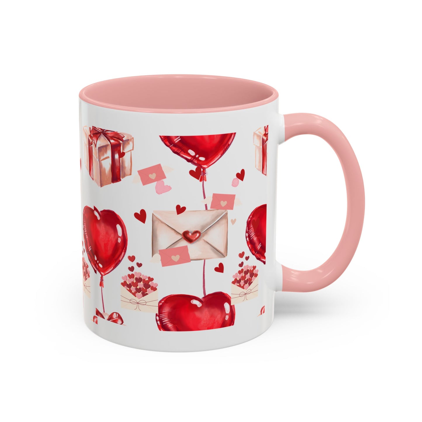 Valentine Heart Balloons & Love Letters Accent Coffee Mug