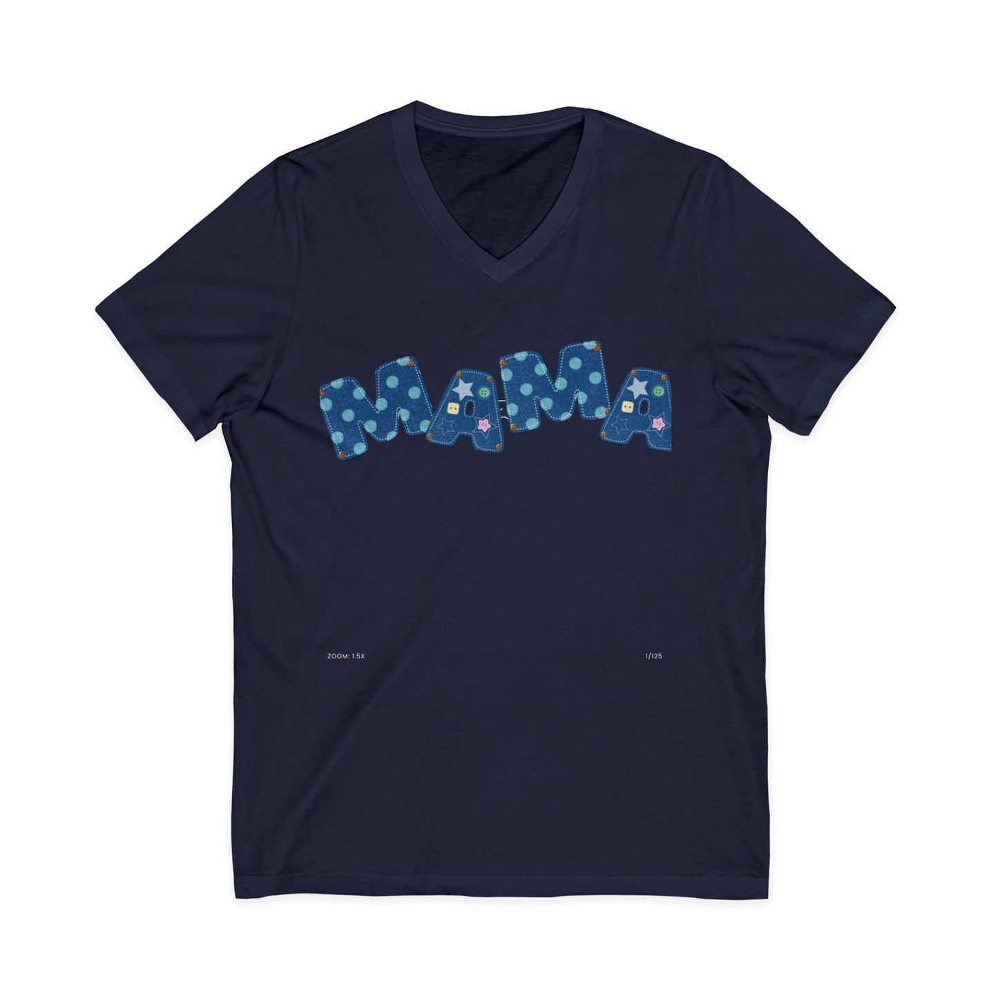 Mama Polka Dot V-Neck Tee — Playful Blue Mama T-Shirt for Moms, Mother's Day Gift