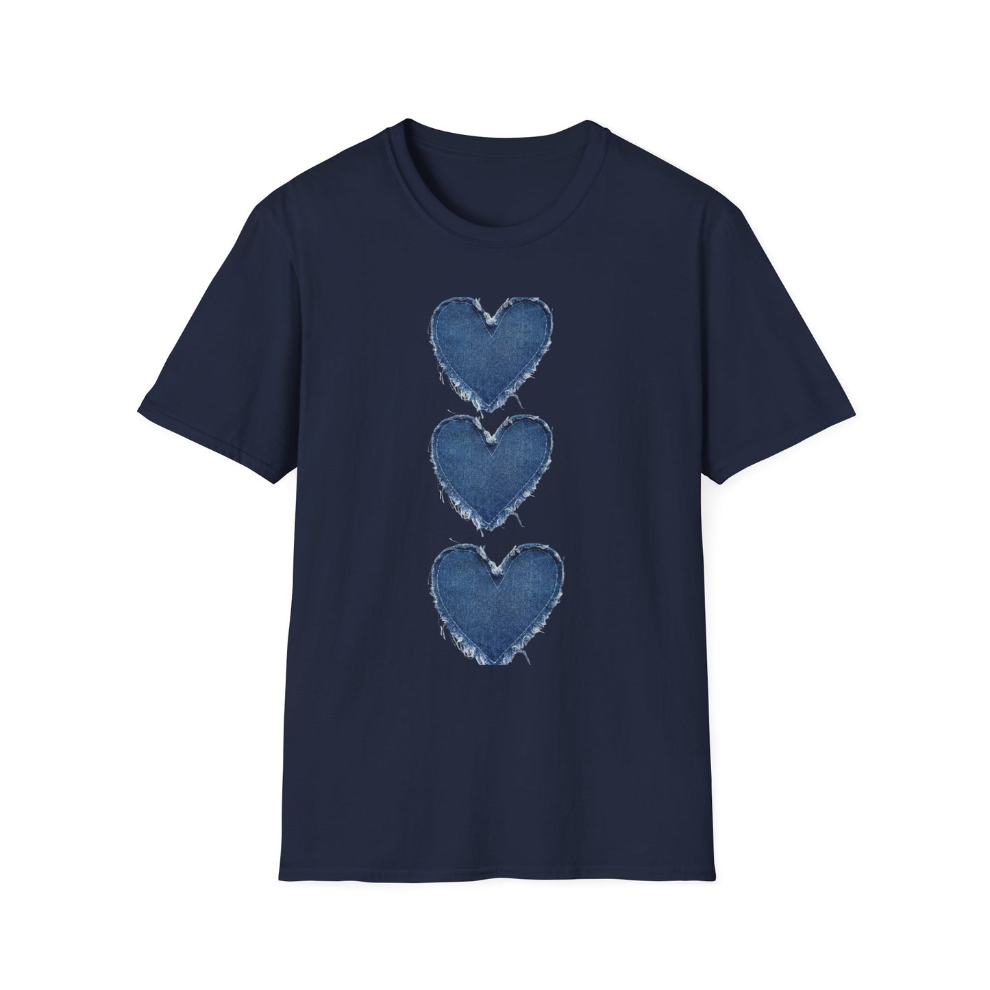 Blue Watercolor Triple Hearts T-Shirt — Romantic Casual Tee