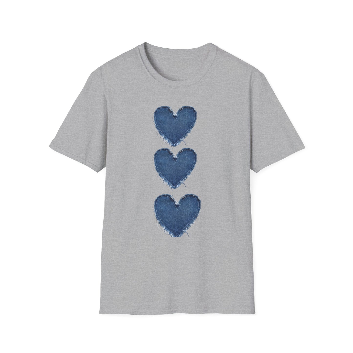 Blue Watercolor Triple Hearts T-Shirt — Romantic Casual Tee