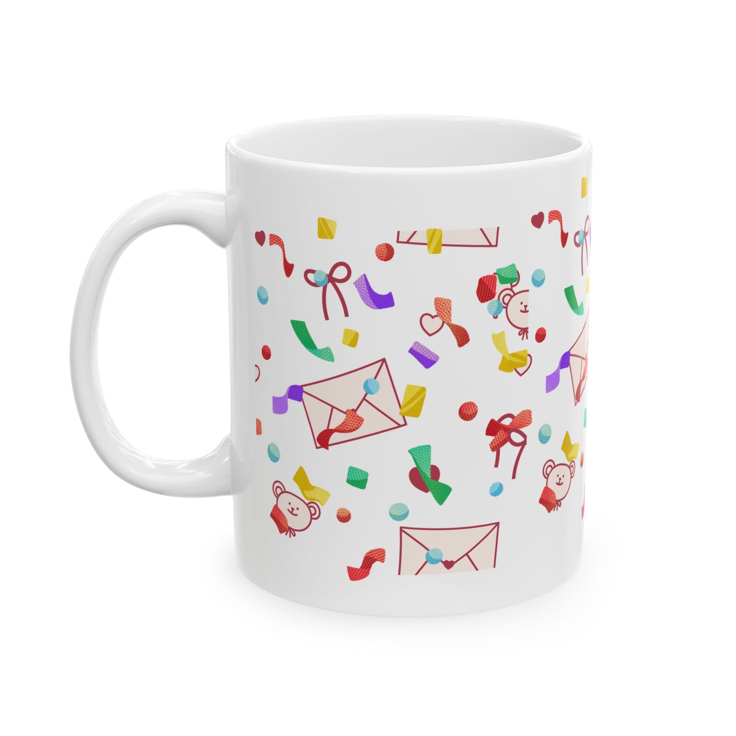 Confetti Love Letters Ceramic Mug — Cute Valentine’s Day Coffee Cup (11oz & 15oz)