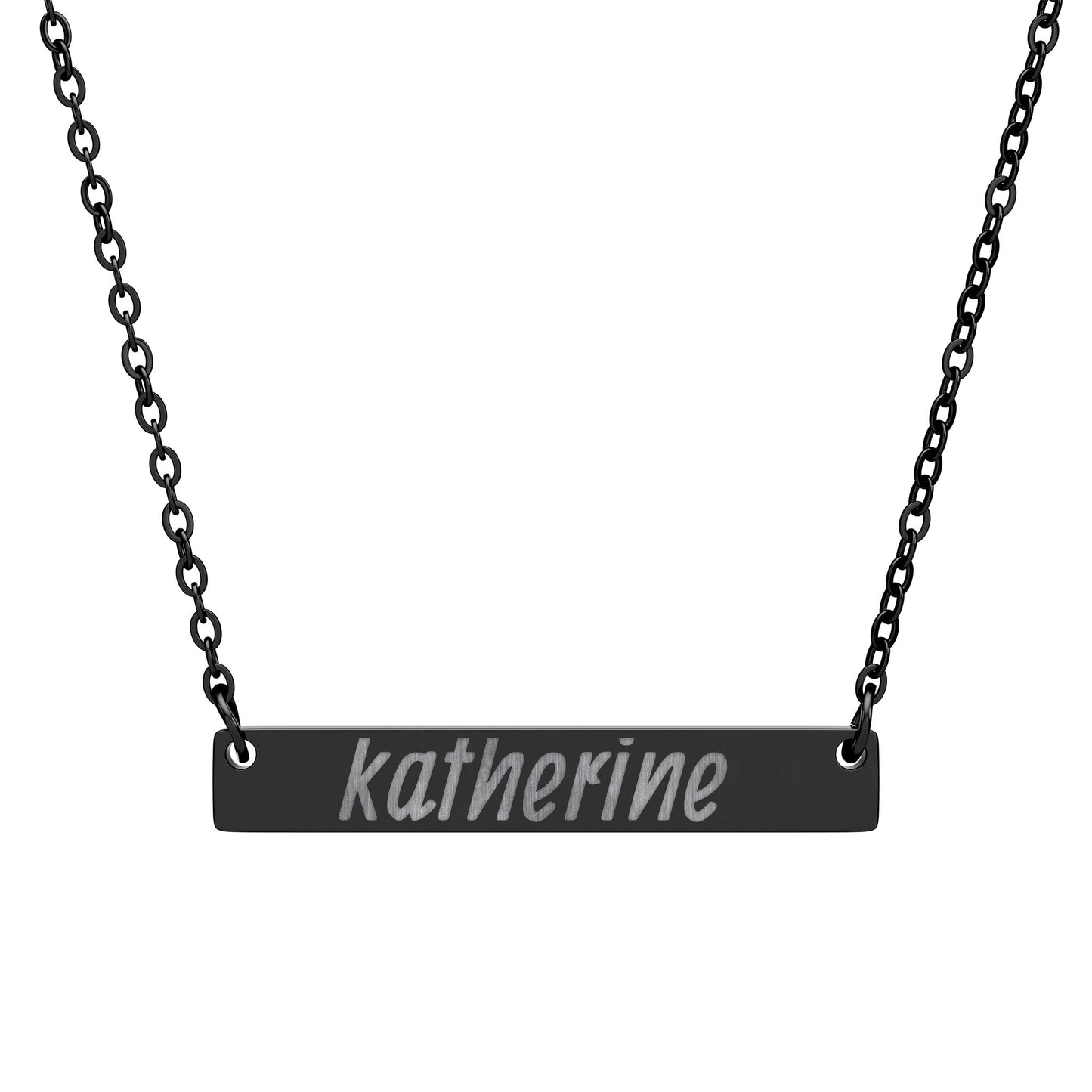 Personalized Horizontal Bar Necklace — Engraved Name Pendant