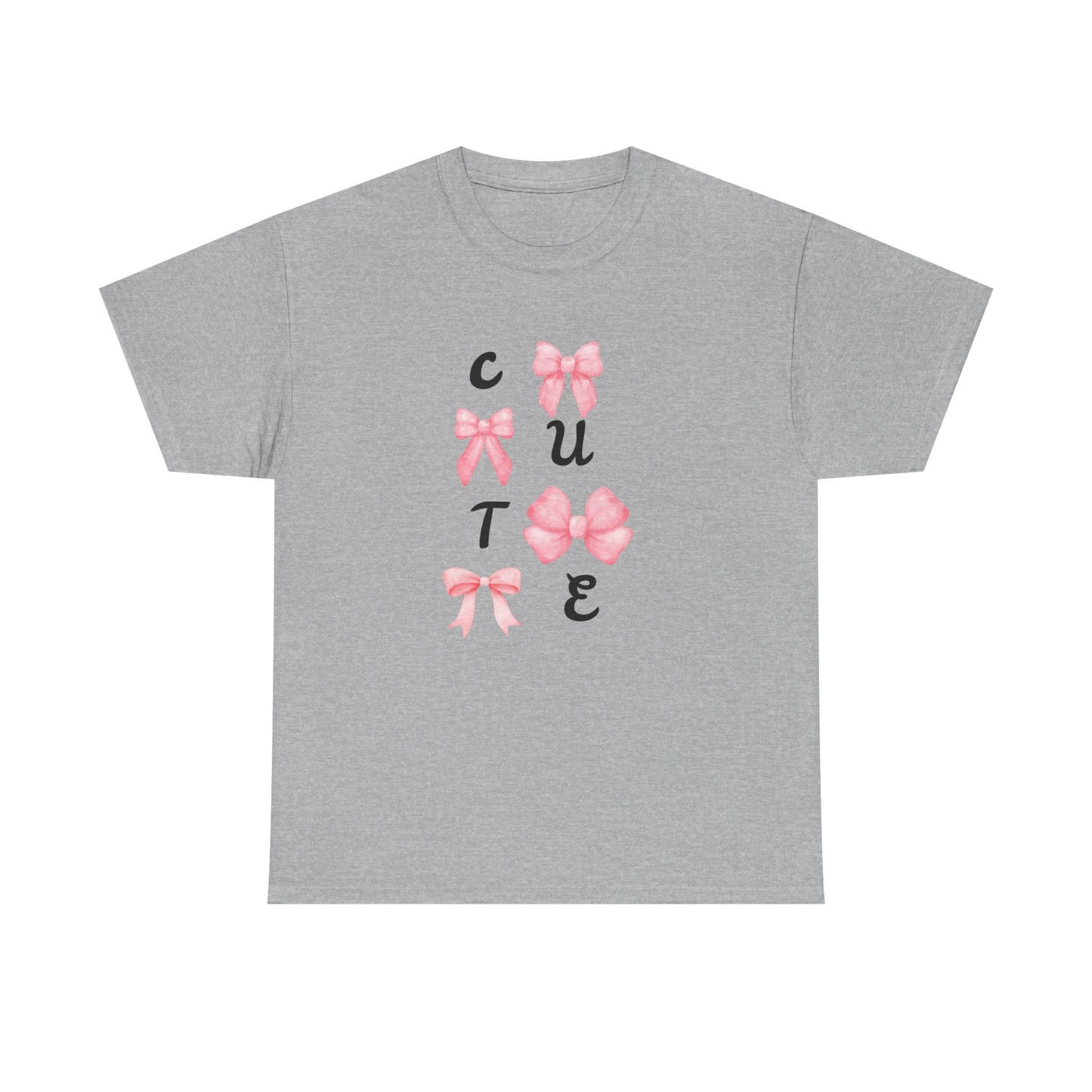 Cute Pink Ribbon Girls Heavy Cotton Tee