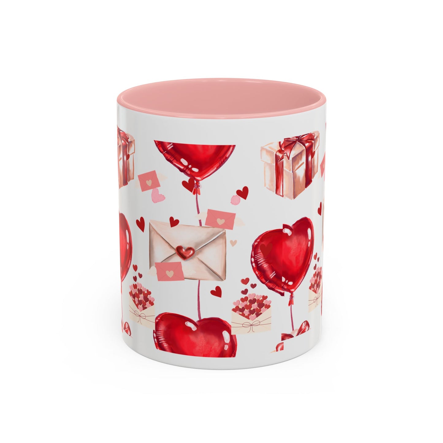 Valentine Heart Balloons & Love Letters Accent Coffee Mug