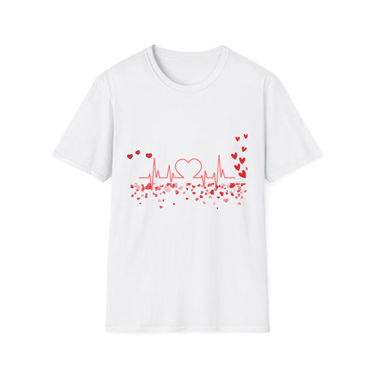Heartbeat Love Unisex T-Shirt - Softstyle Graphic Tee for Valentine's Day & Romantic Occasions