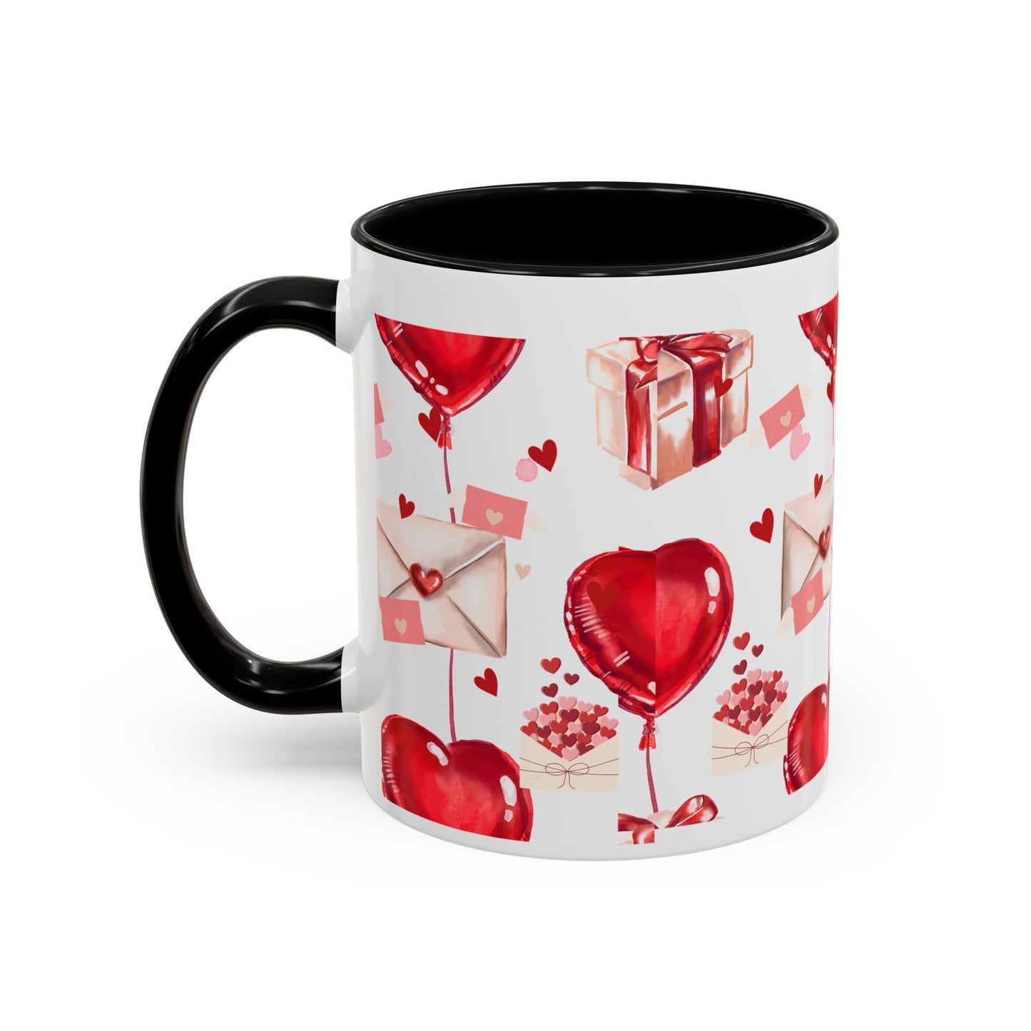 Valentine Heart Balloons & Love Letters Accent Coffee Mug