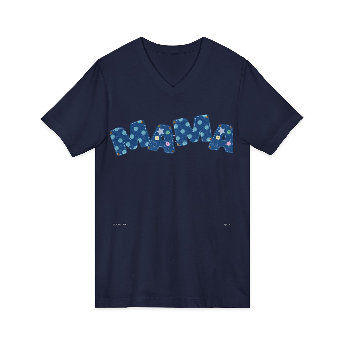 Mama Polka Dot V-Neck Tee — Playful Blue Mama T-Shirt for Moms, Mother's Day Gift