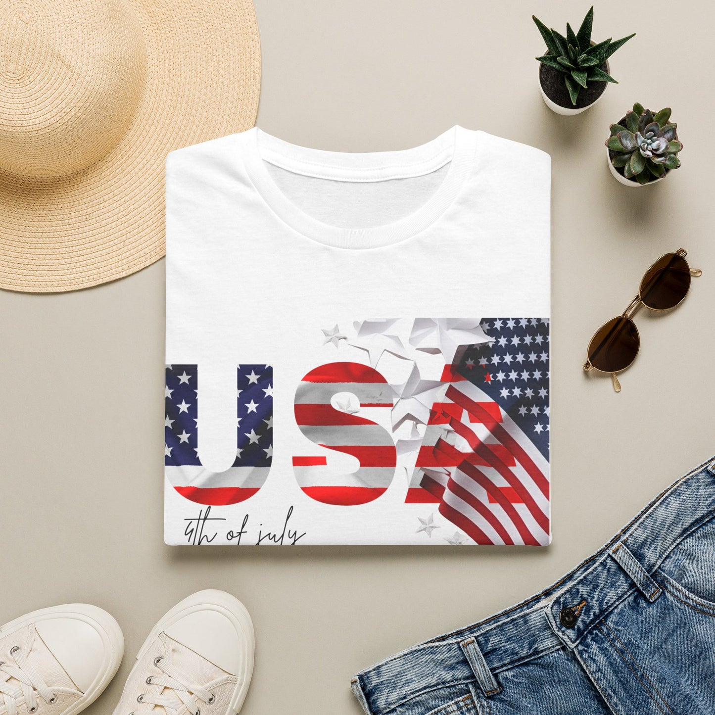 USA Flag Graphic T‑Shirt — 4th of July Patriotic Tee