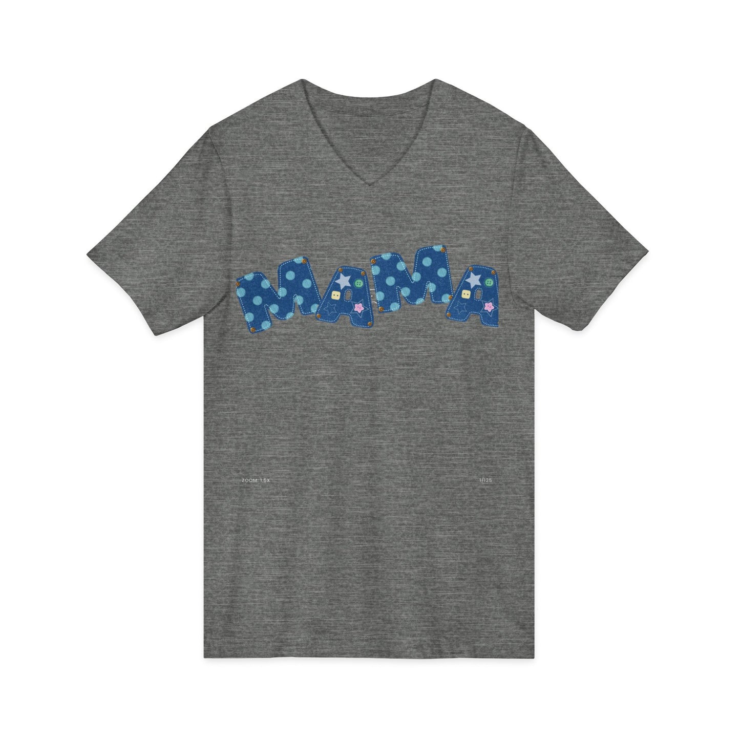 Mama Polka Dot V-Neck Tee — Playful Blue Mama T-Shirt for Moms, Mother's Day Gift