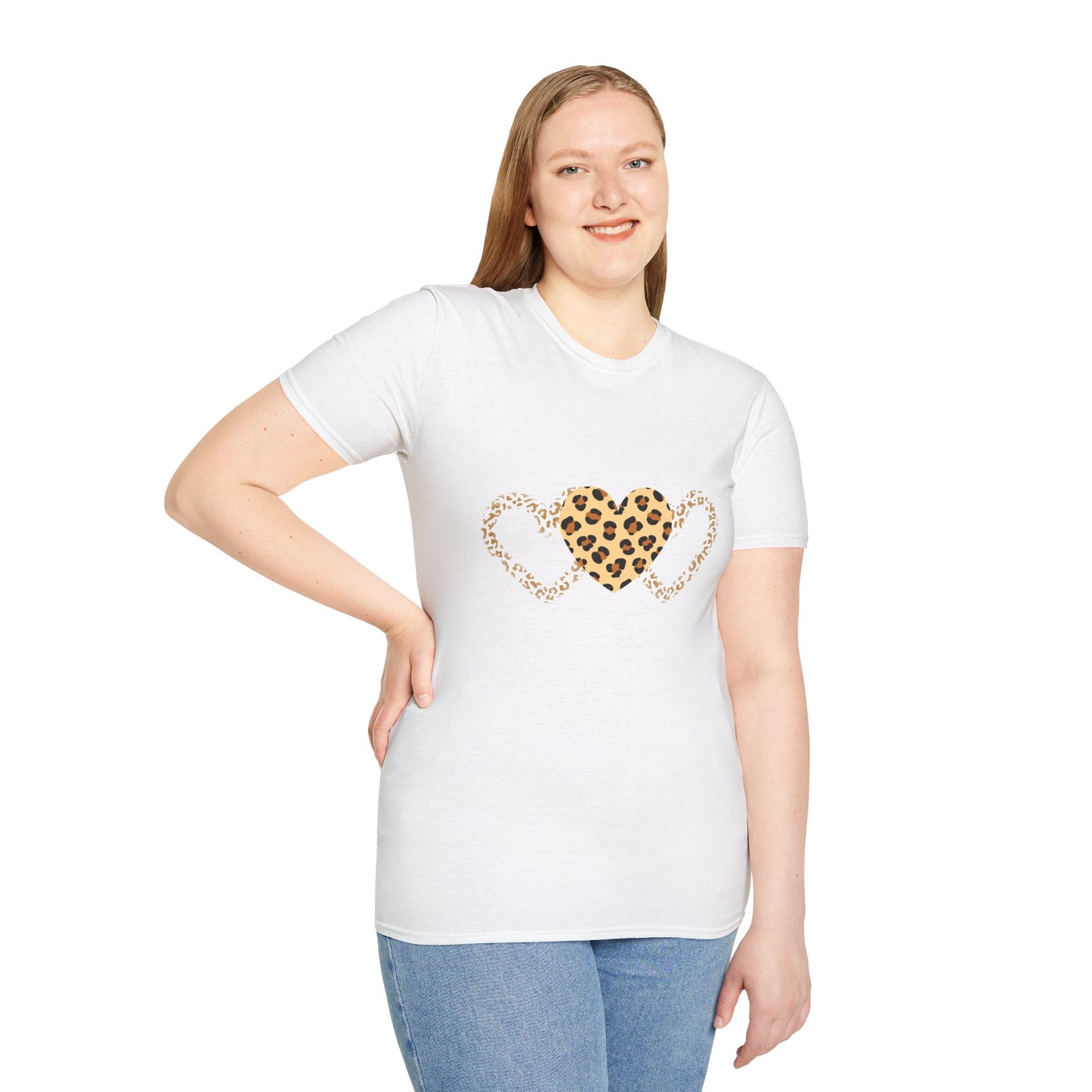 Leopard Heart Love T-Shirt - Unisex Softstyle Tee for Animal Lovers