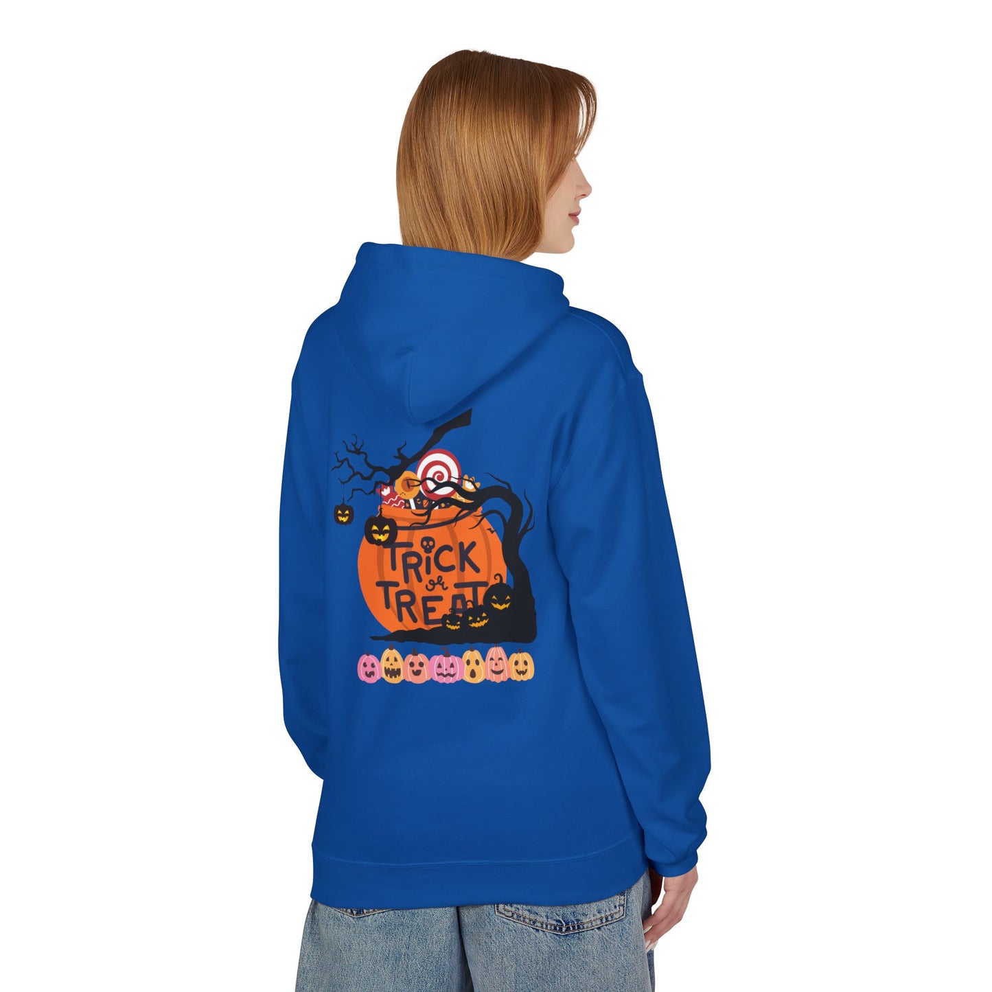 Halloween Fleece Hoodie, Cozy Trick or Treat Sweater, Unisex Fall Apparel, Spooky Season Gift, Festive Celebration Wear