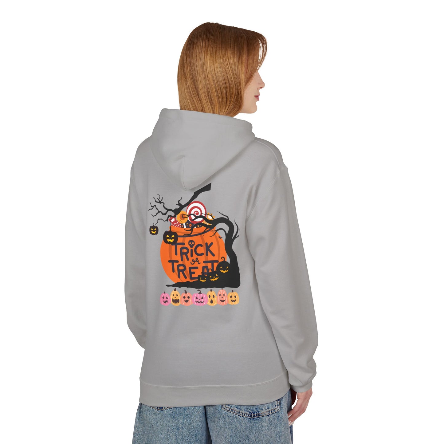 Halloween Fleece Hoodie, Cozy Trick or Treat Sweater, Unisex Fall Apparel, Spooky Season Gift, Festive Celebration Wear