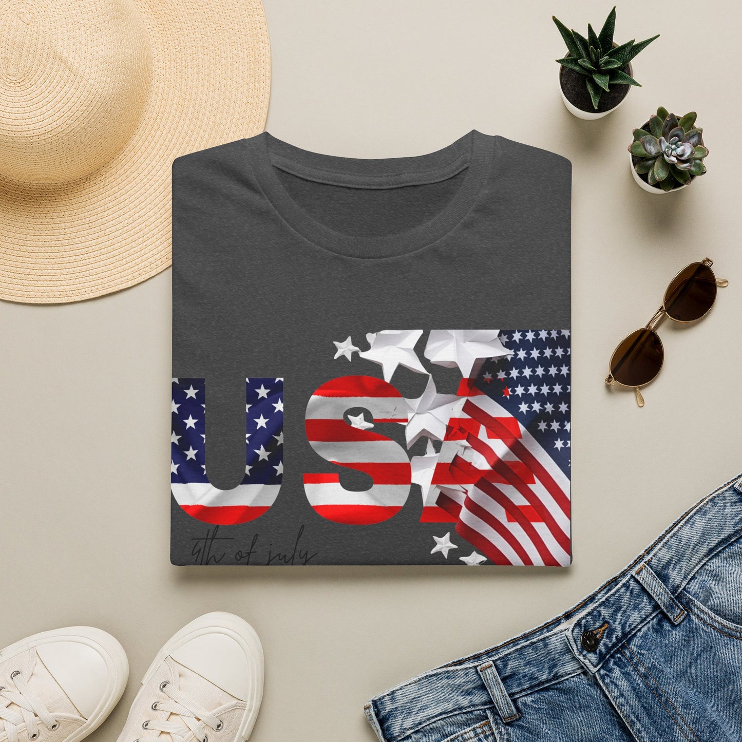 USA Flag Graphic T‑Shirt — 4th of July Patriotic Tee
