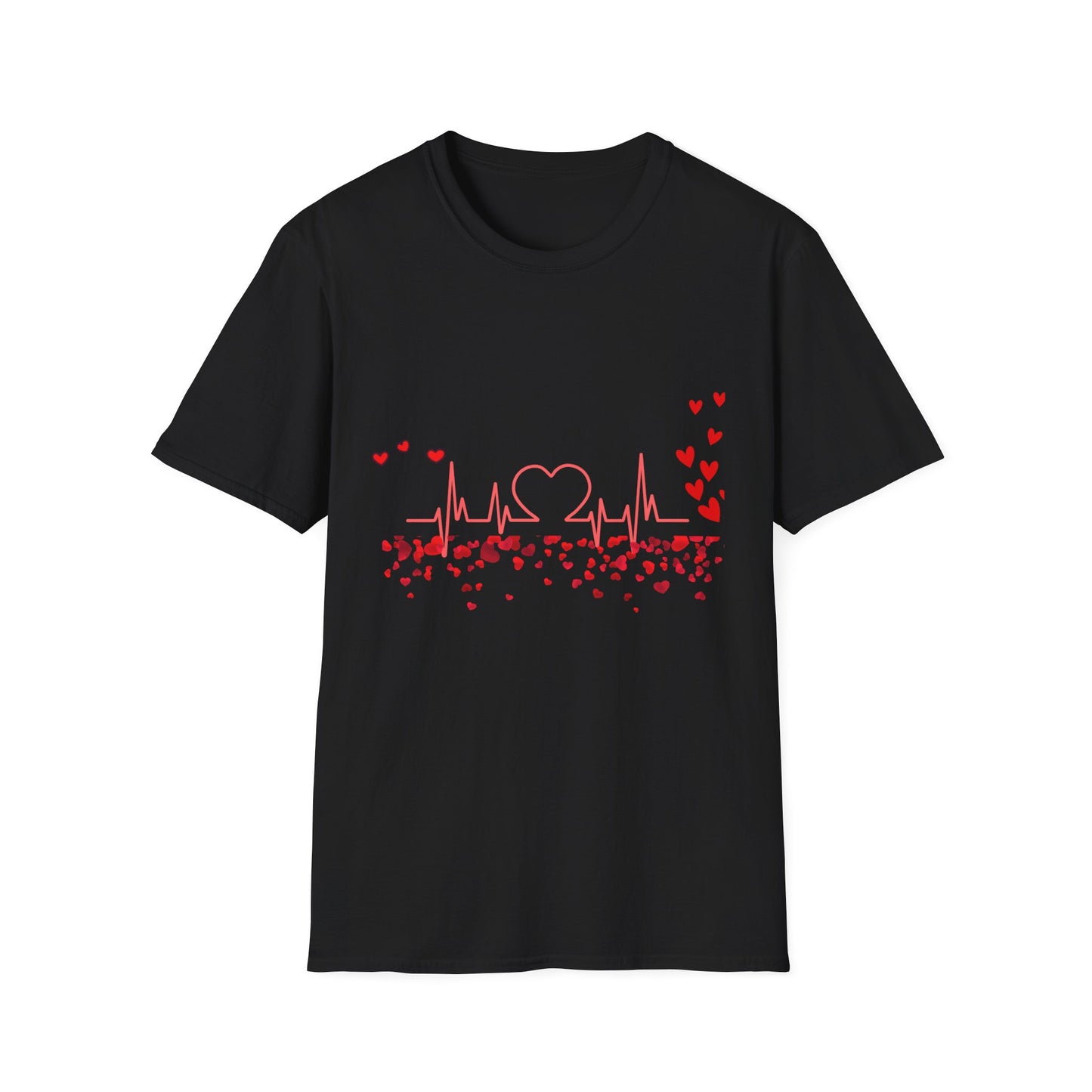 Heartbeat Love Unisex T-Shirt - Softstyle Graphic Tee for Valentine's Day & Romantic Occasions