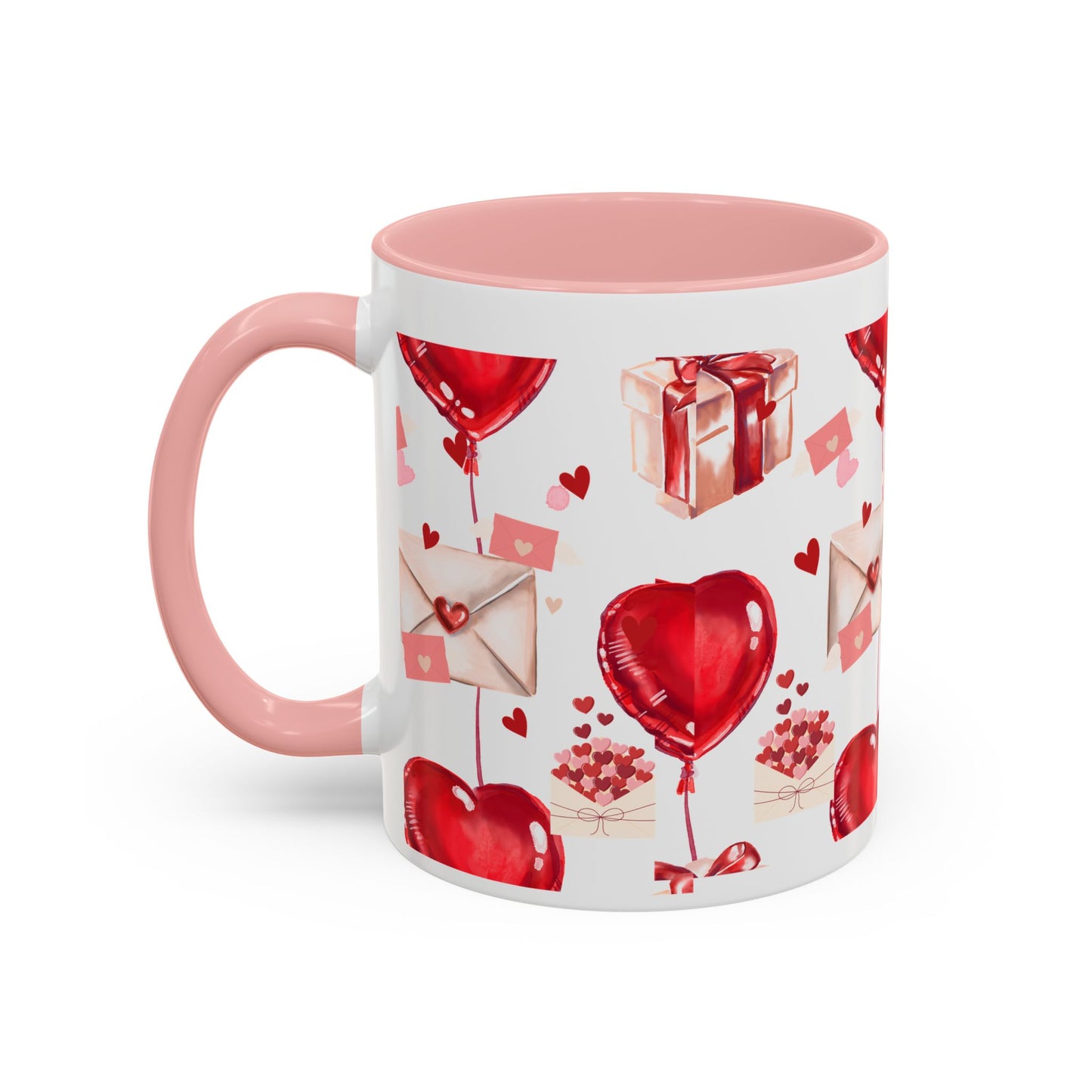 Valentine Heart Balloons & Love Letters Accent Coffee Mug