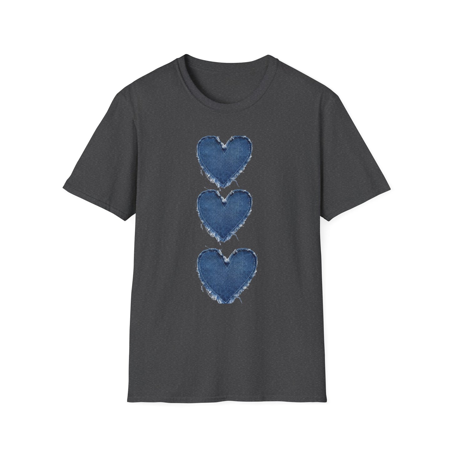 Blue Watercolor Triple Hearts T-Shirt — Romantic Casual Tee