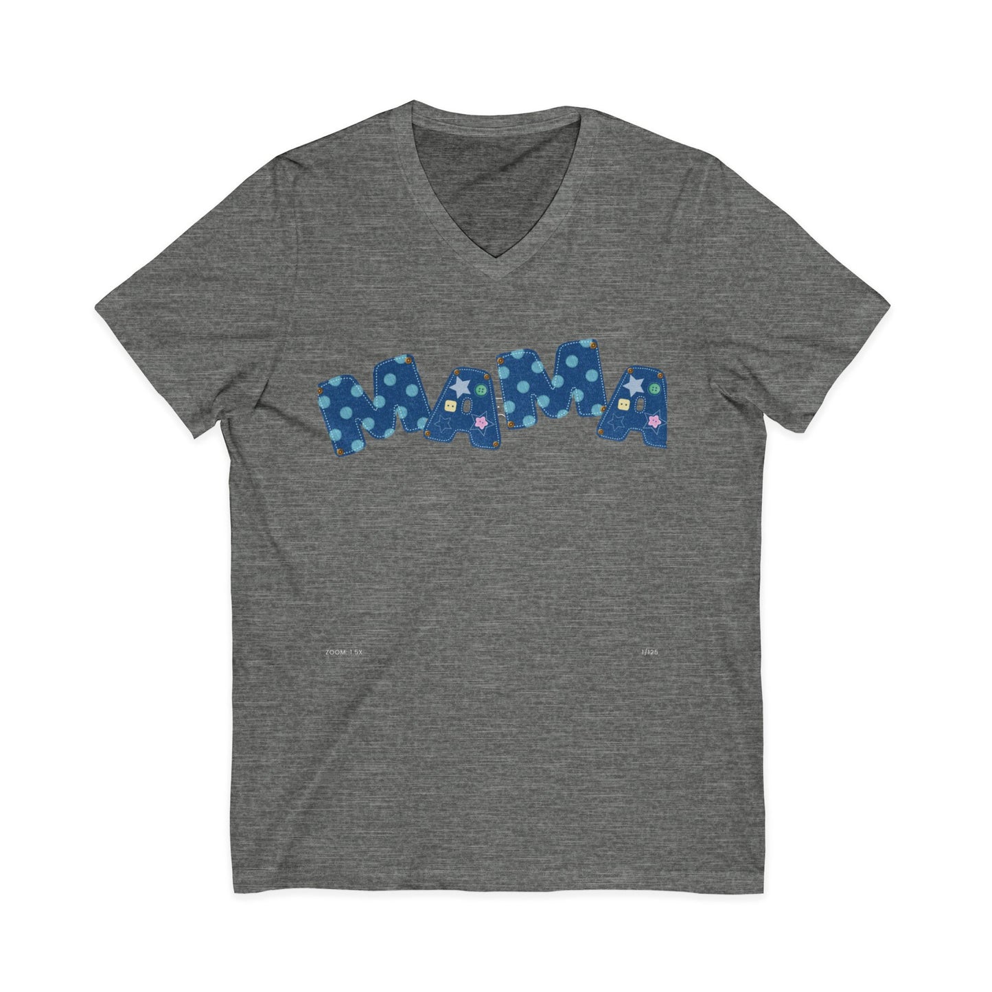 Mama Polka Dot V-Neck Tee — Playful Blue Mama T-Shirt for Moms, Mother's Day Gift